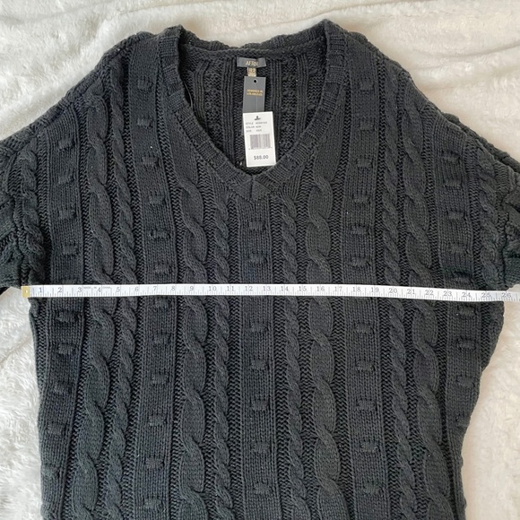 AFRM Black Noir V Neck Oversized Chunky Knit Sweater - Picture 6 of 8